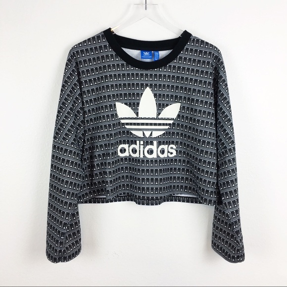 adidas Tops - Adidas Originals Pavao Crop Sweatshirt AY6879 B&W